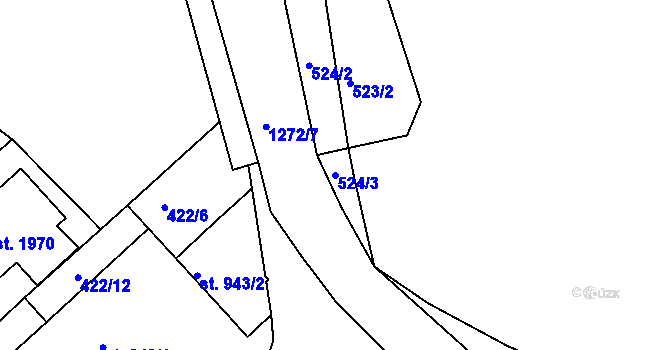 Parcela st. 524/3 v KÚ Strakonice, Katastrální mapa