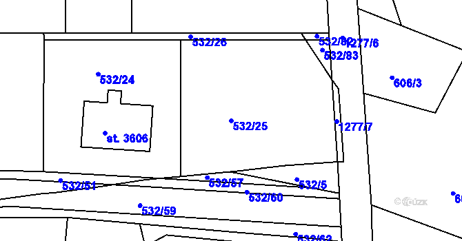 Parcela st. 532/25 v KÚ Strakonice, Katastrální mapa
