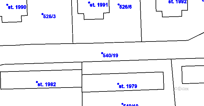 Parcela st. 540/19 v KÚ Strakonice, Katastrální mapa