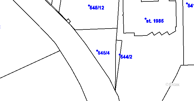 Parcela st. 545/4 v KÚ Strakonice, Katastrální mapa