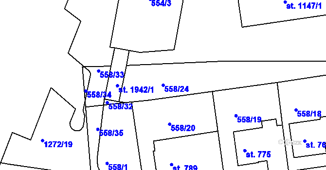 Parcela st. 558/24 v KÚ Strakonice, Katastrální mapa