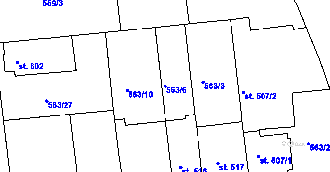 Parcela st. 563/6 v KÚ Strakonice, Katastrální mapa