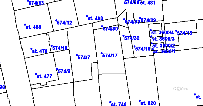 Parcela st. 574/17 v KÚ Strakonice, Katastrální mapa