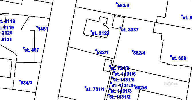 Parcela st. 582/1 v KÚ Strakonice, Katastrální mapa