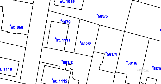Parcela st. 582/2 v KÚ Strakonice, Katastrální mapa