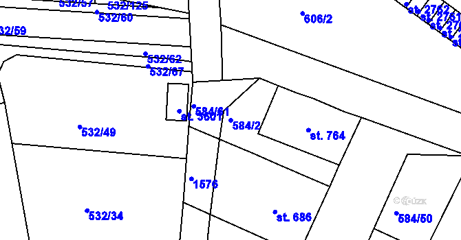 Parcela st. 584/2 v KÚ Strakonice, Katastrální mapa