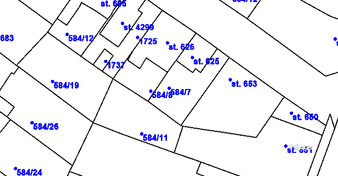 Parcela st. 584/7 v KÚ Strakonice, Katastrální mapa