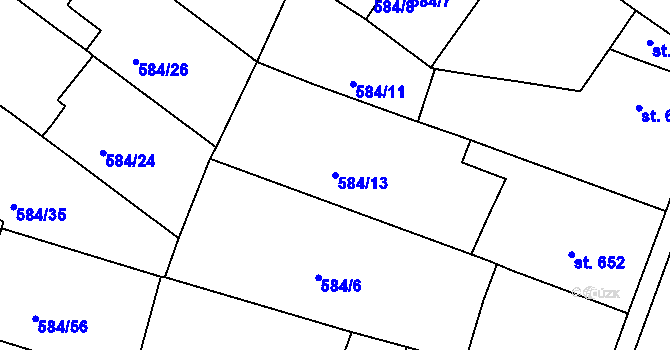 Parcela st. 584/13 v KÚ Strakonice, Katastrální mapa