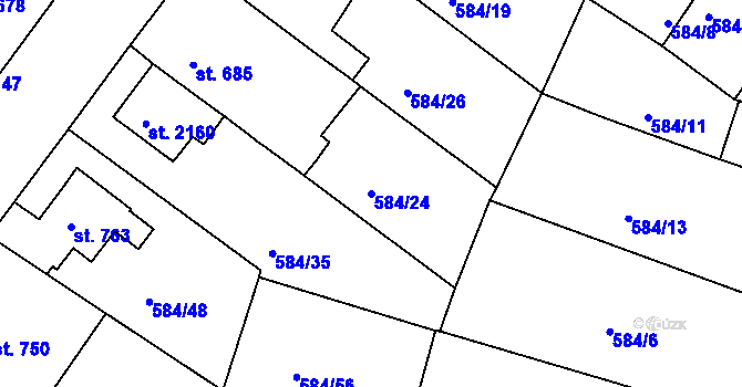 Parcela st. 584/24 v KÚ Strakonice, Katastrální mapa