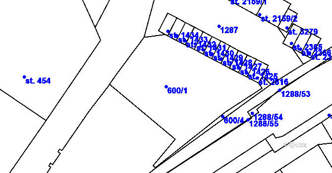 Parcela st. 600/1 v KÚ Strakonice, Katastrální mapa