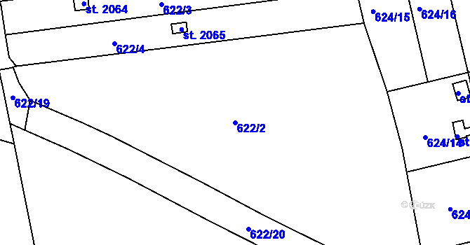 Parcela st. 622/2 v KÚ Strakonice, Katastrální mapa