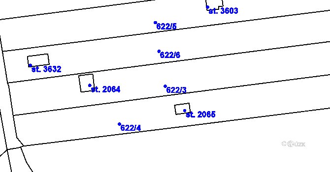 Parcela st. 622/3 v KÚ Strakonice, Katastrální mapa