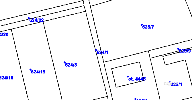 Parcela st. 624/1 v KÚ Strakonice, Katastrální mapa