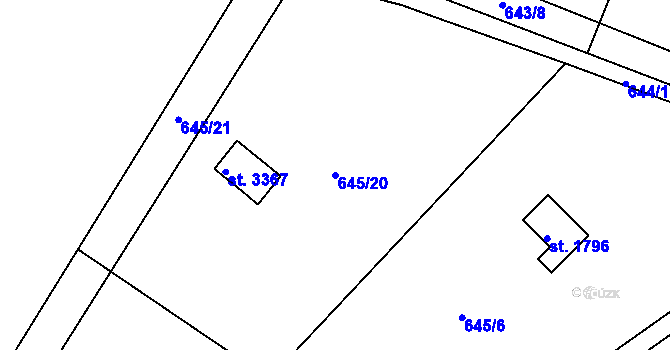 Parcela st. 645/20 v KÚ Strakonice, Katastrální mapa