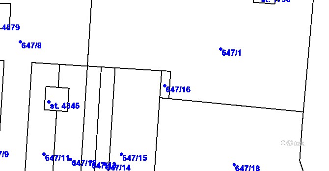 Parcela st. 647/16 v KÚ Strakonice, Katastrální mapa