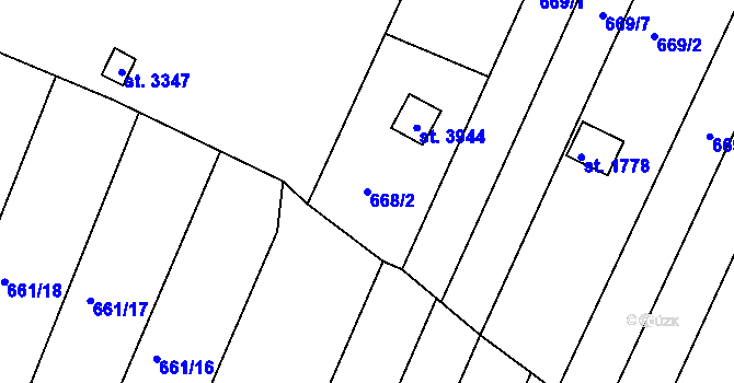 Parcela st. 668/2 v KÚ Strakonice, Katastrální mapa