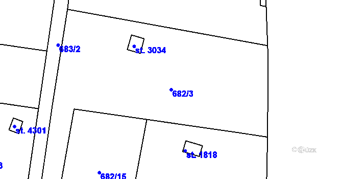 Parcela st. 682/3 v KÚ Strakonice, Katastrální mapa