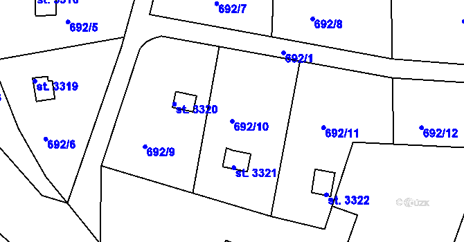 Parcela st. 692/10 v KÚ Strakonice, Katastrální mapa