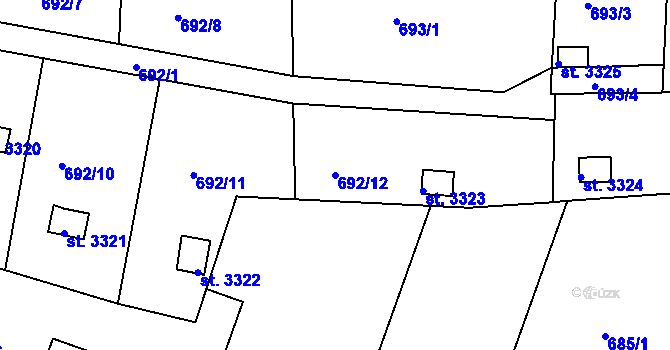 Parcela st. 692/12 v KÚ Strakonice, Katastrální mapa