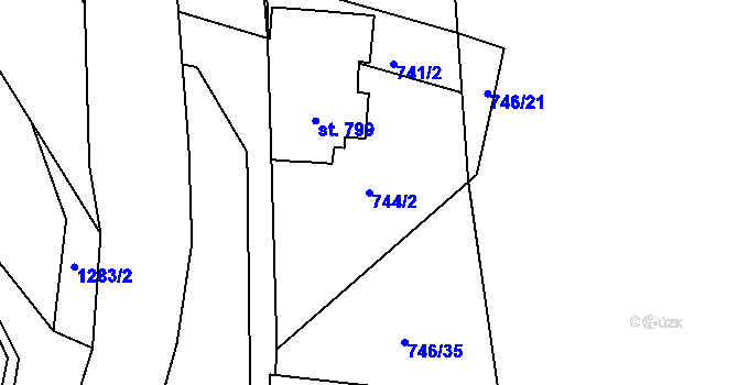 Parcela st. 744/2 v KÚ Strakonice, Katastrální mapa