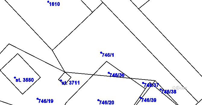 Parcela st. 746/1 v KÚ Strakonice, Katastrální mapa