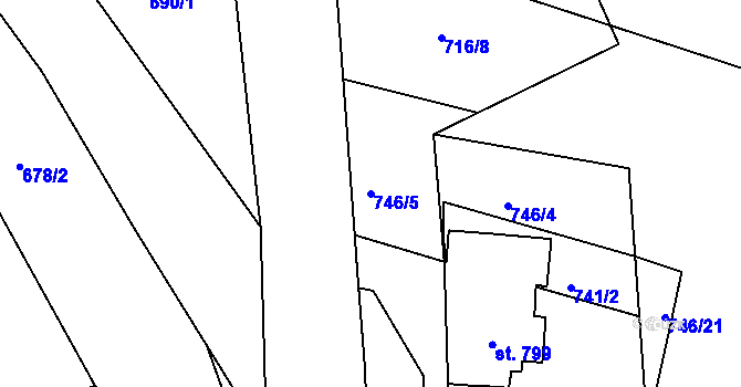 Parcela st. 746/5 v KÚ Strakonice, Katastrální mapa