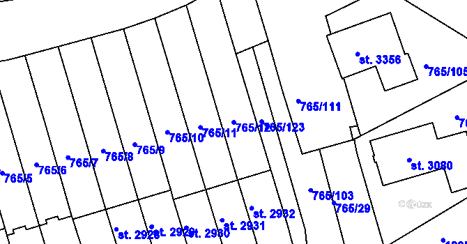 Parcela st. 765/12 v KÚ Strakonice, Katastrální mapa