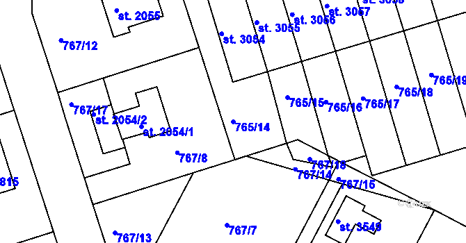 Parcela st. 765/14 v KÚ Strakonice, Katastrální mapa