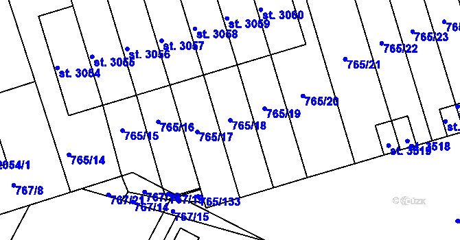 Parcela st. 765/18 v KÚ Strakonice, Katastrální mapa