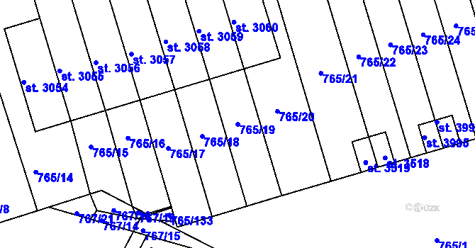 Parcela st. 765/19 v KÚ Strakonice, Katastrální mapa