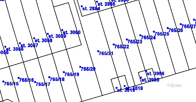 Parcela st. 765/21 v KÚ Strakonice, Katastrální mapa