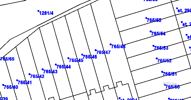 Parcela st. 765/47 v KÚ Strakonice, Katastrální mapa