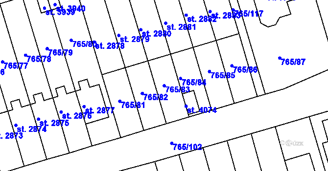 Parcela st. 765/83 v KÚ Strakonice, Katastrální mapa