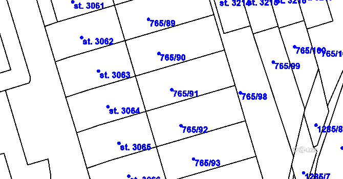 Parcela st. 765/91 v KÚ Strakonice, Katastrální mapa