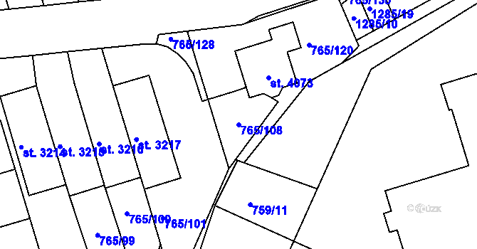 Parcela st. 765/108 v KÚ Strakonice, Katastrální mapa