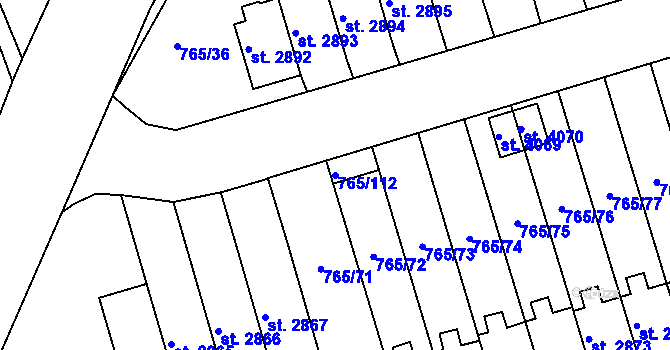 Parcela st. 765/112 v KÚ Strakonice, Katastrální mapa