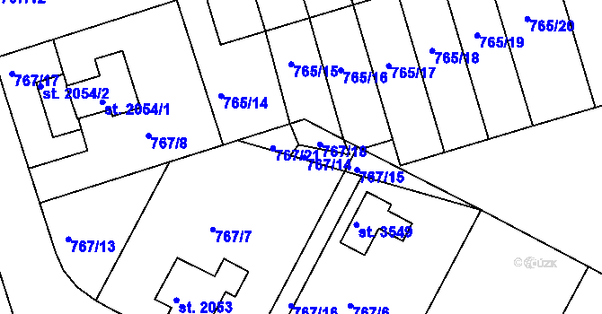Parcela st. 767/14 v KÚ Strakonice, Katastrální mapa
