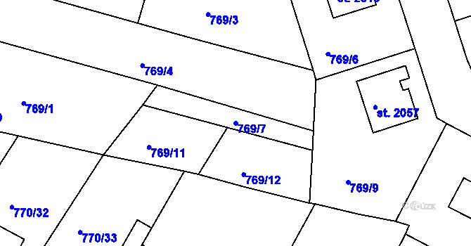 Parcela st. 769/7 v KÚ Strakonice, Katastrální mapa