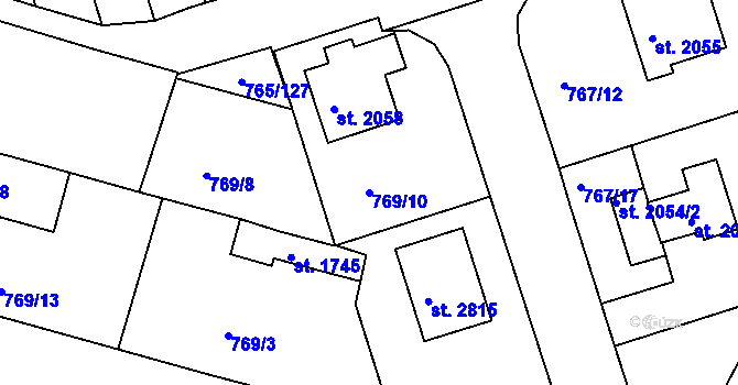 Parcela st. 769/10 v KÚ Strakonice, Katastrální mapa