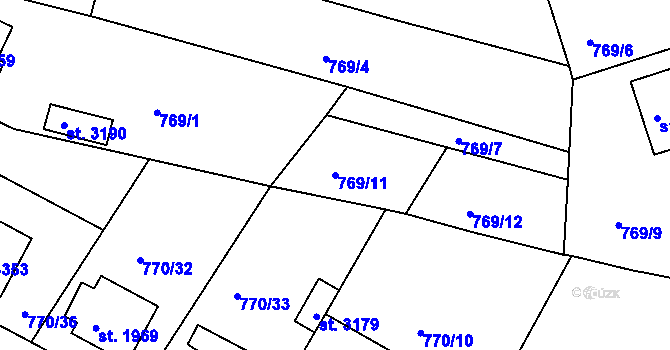 Parcela st. 769/11 v KÚ Strakonice, Katastrální mapa