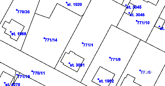 Parcela st. 771/1 v KÚ Strakonice, Katastrální mapa