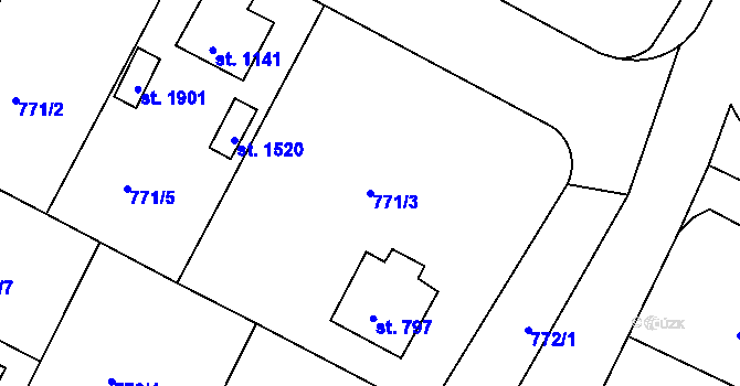 Parcela st. 771/3 v KÚ Strakonice, Katastrální mapa