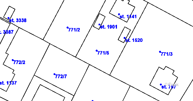 Parcela st. 771/5 v KÚ Strakonice, Katastrální mapa