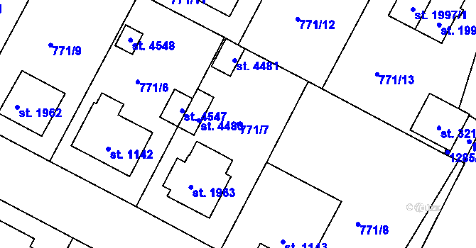 Parcela st. 771/7 v KÚ Strakonice, Katastrální mapa