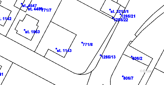 Parcela st. 771/8 v KÚ Strakonice, Katastrální mapa