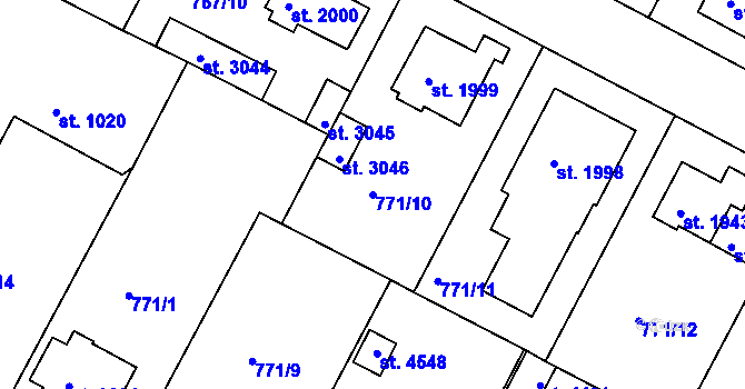 Parcela st. 771/10 v KÚ Strakonice, Katastrální mapa