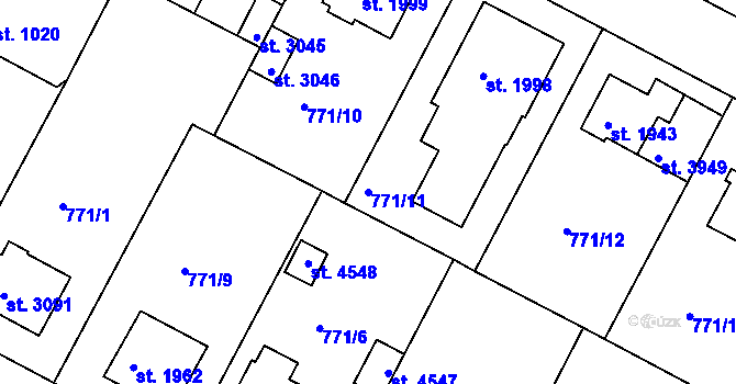 Parcela st. 771/11 v KÚ Strakonice, Katastrální mapa