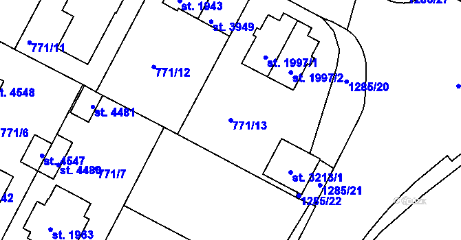 Parcela st. 771/13 v KÚ Strakonice, Katastrální mapa
