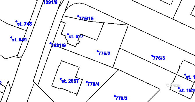 Parcela st. 776/2 v KÚ Strakonice, Katastrální mapa