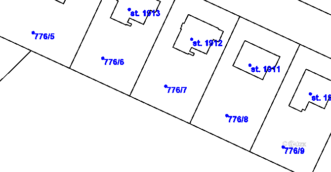 Parcela st. 776/7 v KÚ Strakonice, Katastrální mapa